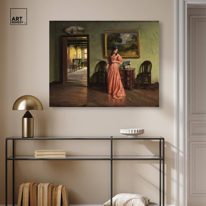 Woman and the Necklace Canvas by Art Remedy, Gallery Wrapped