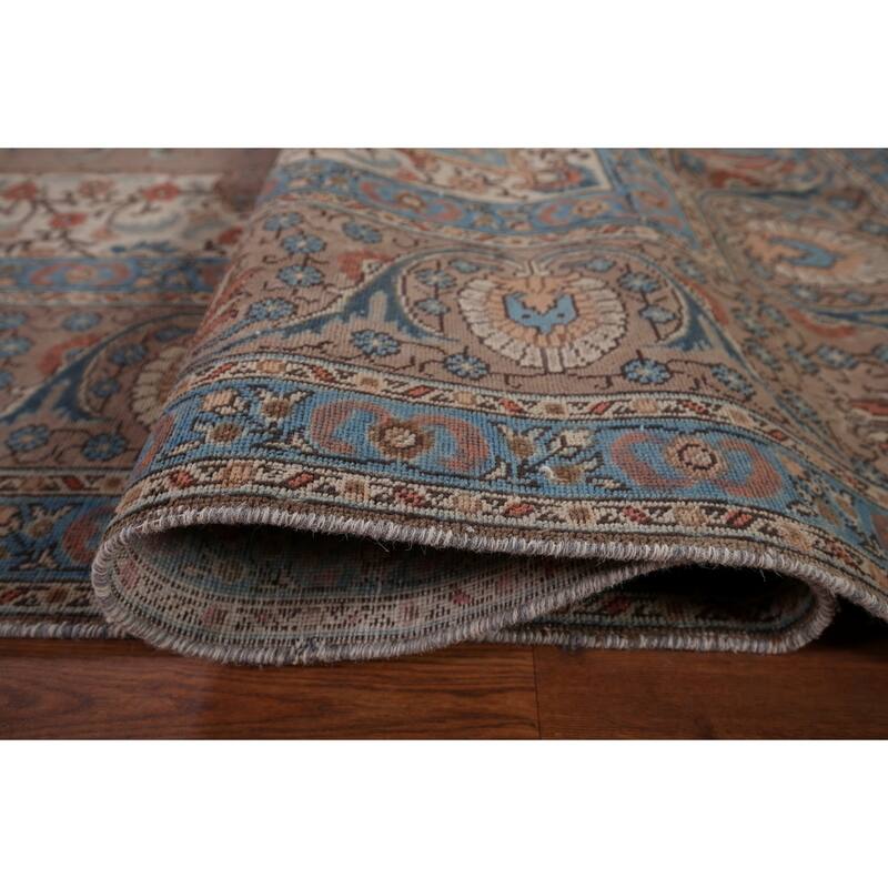 Grey Tabriz Persian Vintage Area Rug Hand-Knotted Wool Carpet - 9'3" x 12'8"