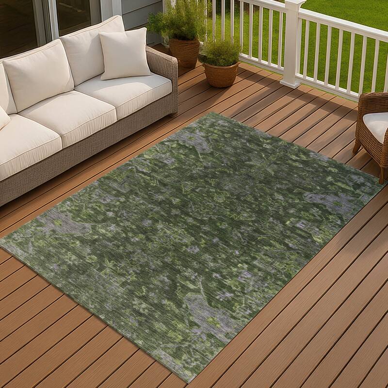Machine Washable Indoor/ Outdoor Traditional Chelsea Chantille Rug - Olive - 9' x 12'
