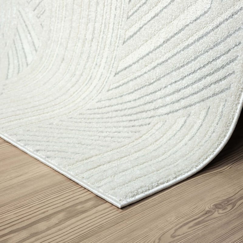 Abani Cozy COZ130A Modern Cream Grey Criss Cross Intertwined Lines Area Rug