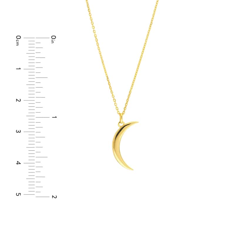 Marquee Jewels 14K Solid Yellow Gold Dainty Crescent Necklace