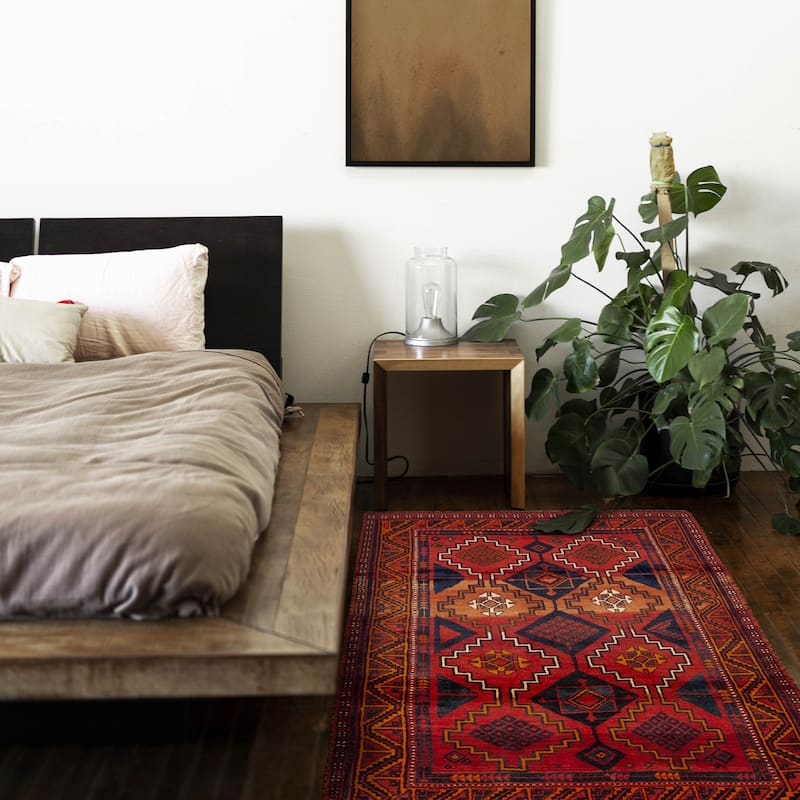 ECARPETGALLERY Hand-knotted Melis Vintage Red Wool Rug - 4'4 x 7'7