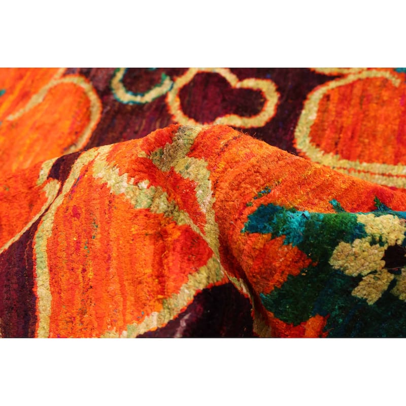 ECARPETGALLERY Hand-knotted Opulence Orange Silk, Wool Rug - 5'0 x 7'0