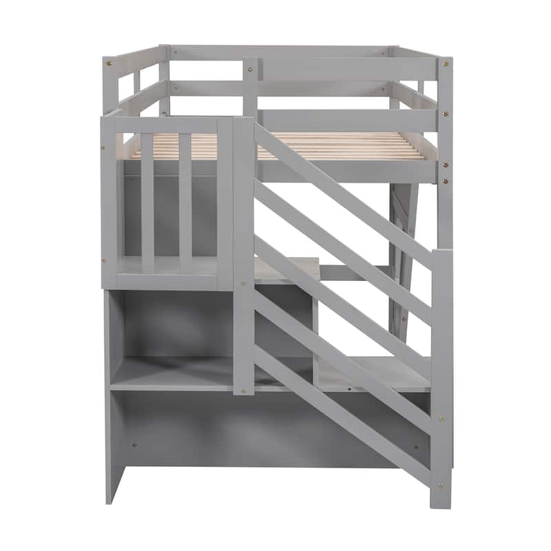 Loft Bed with Storage Staircase and Window