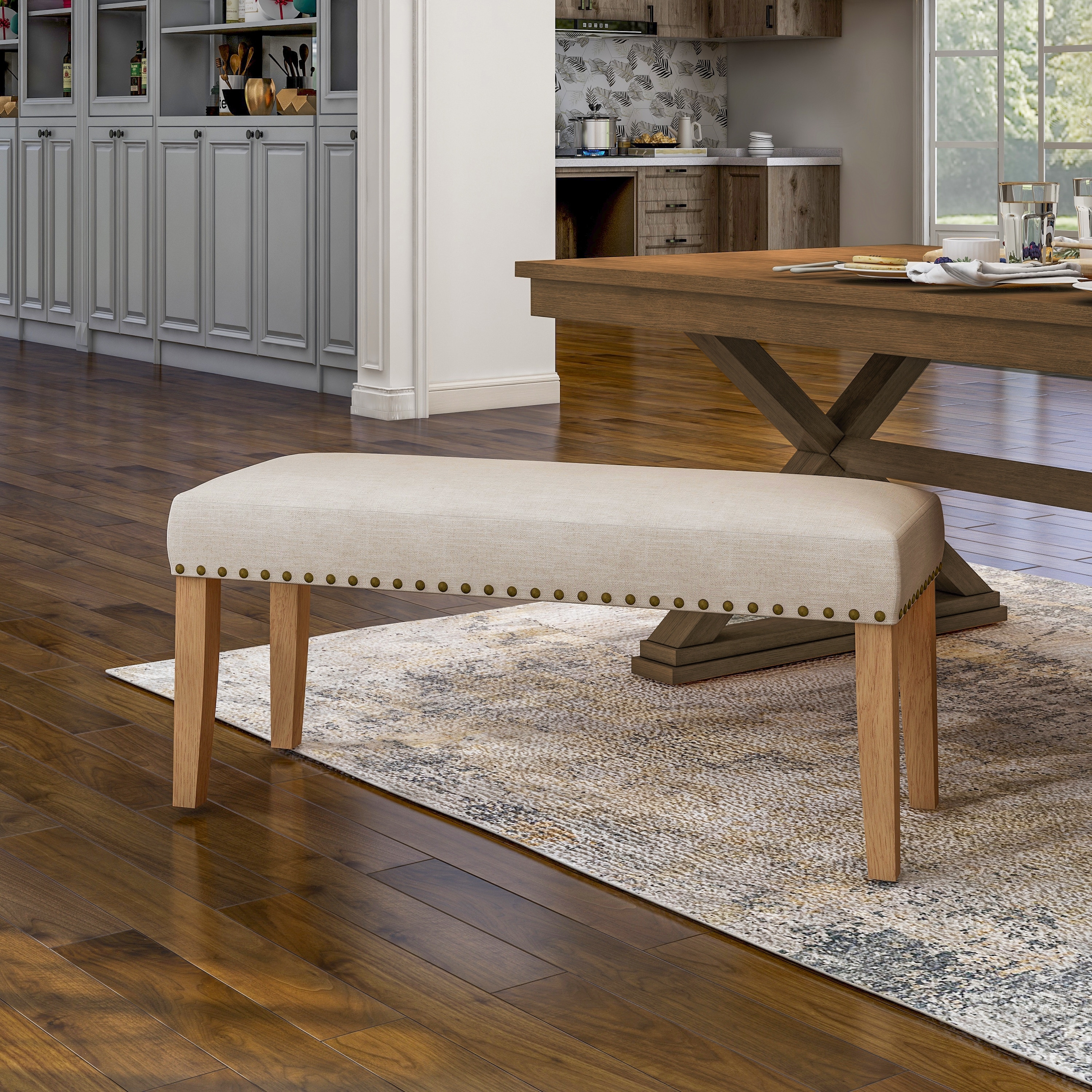 Furniture Of America Coro Transitional Ivory Fabric Dining Bench On Sale Overstock 10073834