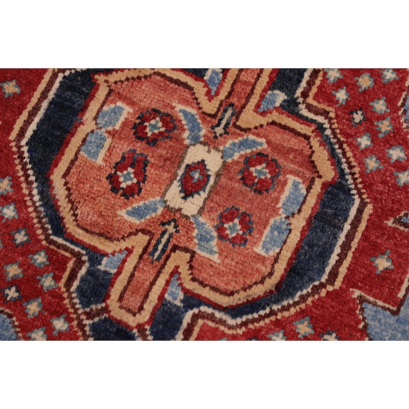 Tribal Kazak Evelin Light Blue/Red Wool Rug - 8'0'' x 9'10''