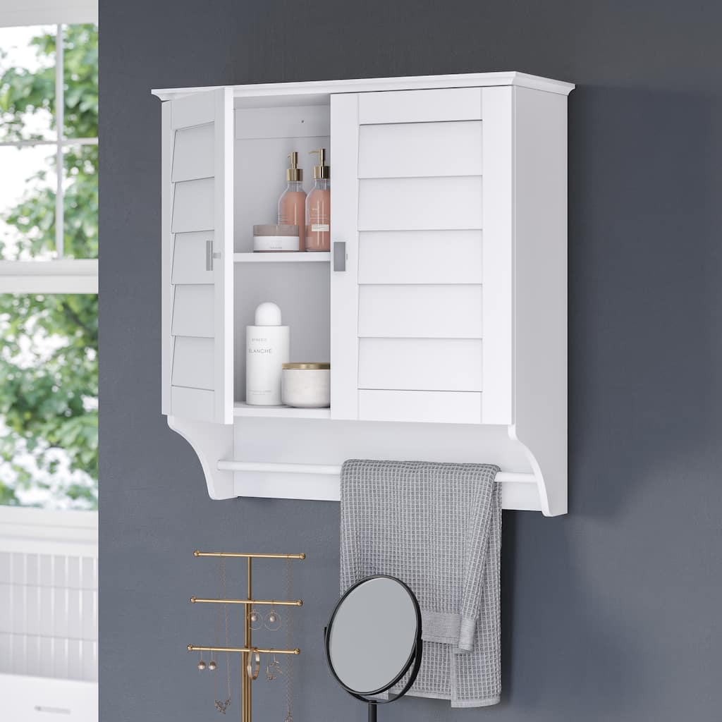 RiverRidge Brookfield Two-Door Bathroom and Laundry Wall Mount Storage Medicine Cabinet with Two Interior Shelves - White