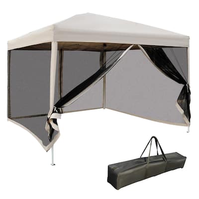 210D Oxford 10' x 10' Pop Up Canopy Tent with Netting, Instant Screen Room House, Tents for Parties