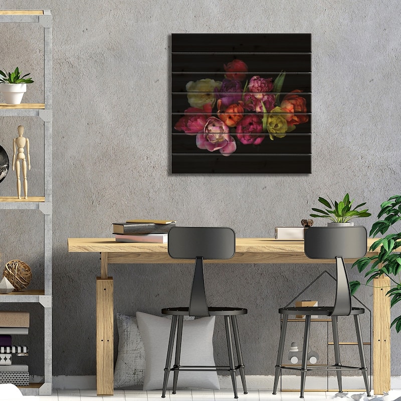 Tulips Mix XI Print On Wood by Magda Indigo - Multi-Color
