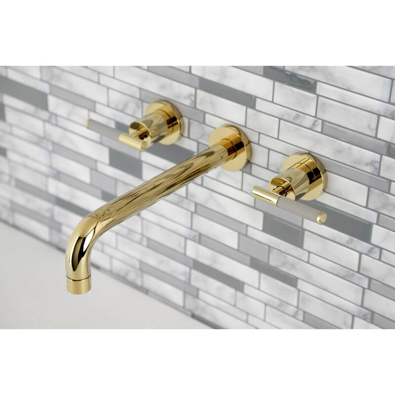 Kaiser Two-Handle Wall Mount Tub Faucet in Polished Brass