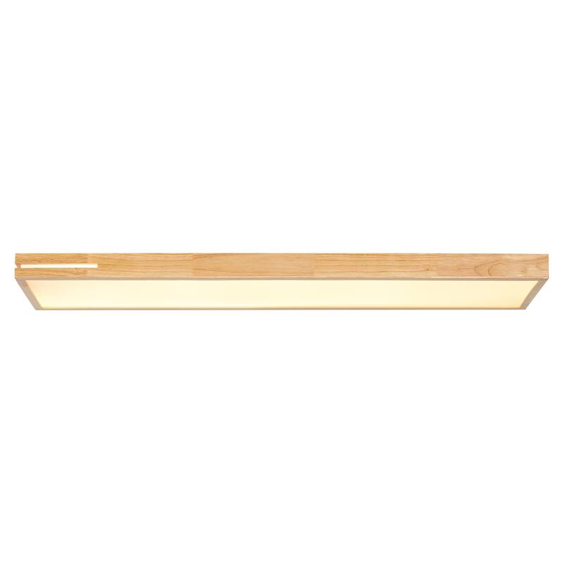 47.2" Modern Minimalist Wooden Rectangle Dimmable Integrated LED Flush Mount Ceiling Light for Kitchen, Bedroom, Living Room