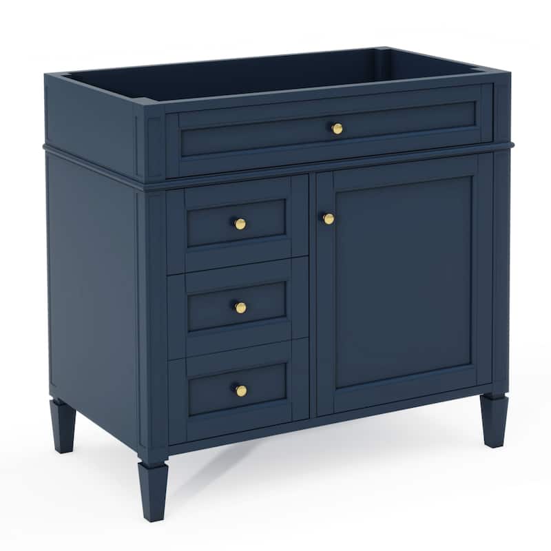 Roomfitters 36" Vanity Base Only, Solid Wood Cabinet with 2 Drawers and Tip-out Tray, Freestanding Bathroom Storage