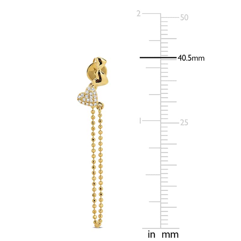 Miadora 1/7ct TW Diamond Drop Chain Earrings in 14k Yellow Gold