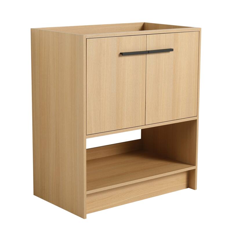 GDFStudio - Lisbon Modern Minimalist Freestanding Bathroom Vanity Cabinet with Soft Close Doors, Open Shelf, Sink NOT INCLUDED