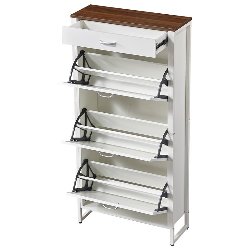 Hidden Shoe Storage Cabinet with 3 Flip Drawers,1 Drawer for Entryway
