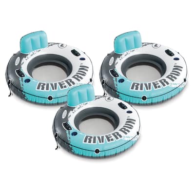 Intex River Run Single Inflatable Lake Floating Water Tubes, 3 Pack, Multicolor - 4.4