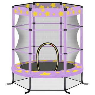 4.5FT Trampoline For Kids, 55 Inch Recreational Trampolines W/Safety Enclosure Net, Outdoor Indoor Playground Equipment