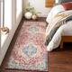 Hal Vintage Boho Traditional Pink Medallion Area Rug - 2'7" x 7'6" Runner - Sky Blue/Rose