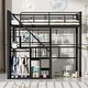 preview thumbnail 3 of 10, Twin Size Metal Loft Bed with Storage Staircase and Small Wardrobe