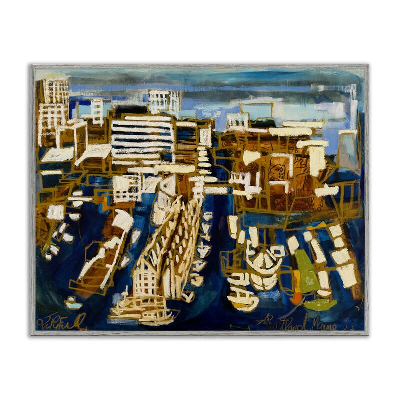 Stupell Bold Abstract Cityscape Framed Giclee Art Design By Erin McGee Ferrell - 20 x 16 - Grey
