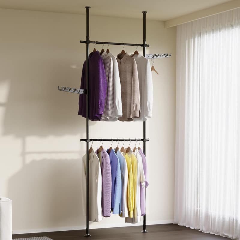 Metal Adjustable Height Clothing Hanging Rack