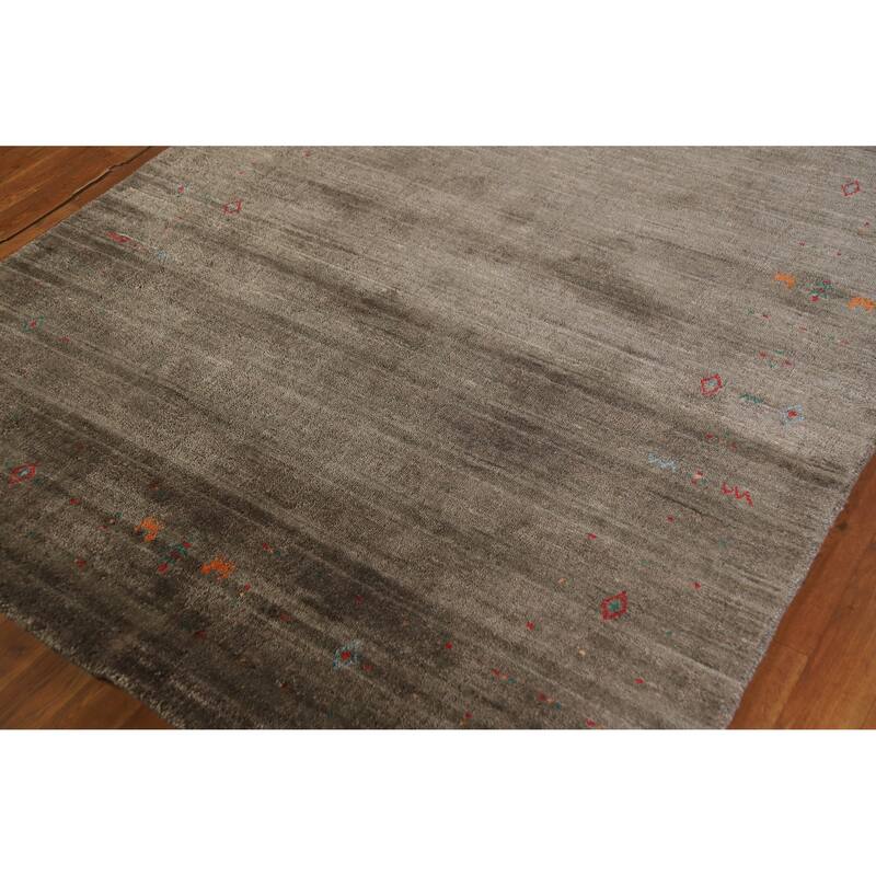 Hand Knotted Oriental 100% Wool Carpet Tribal Tribal Brown Gabbeh Area Rug - 8' 1'' X 5' 0''