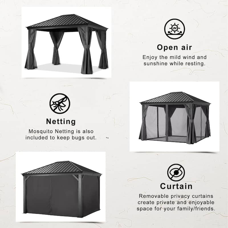 ABCCANOPY Outdoor Hardtop Gazebo with Galvanized Steel Double Roof