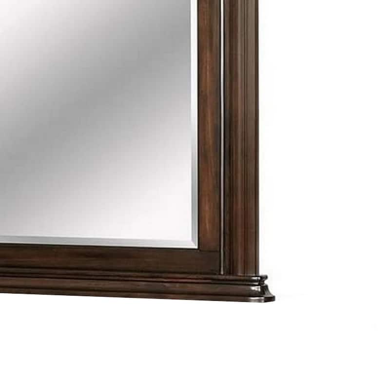 Wall Mirror with Camelback Top Wooden Molded Frame, Espresso Brown