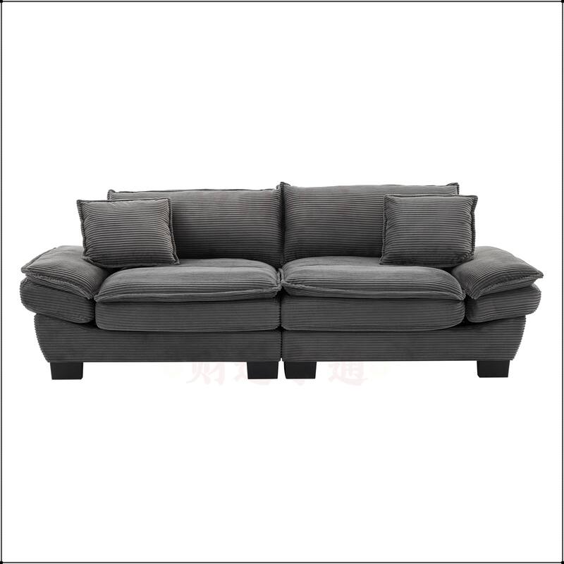 Corduroy Sofa Sleeper with Pillows