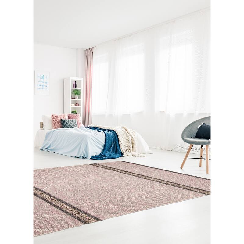ECARPETGALLERY Braid weave Sienna Pink Wool Rug - 6'0 x 8'10