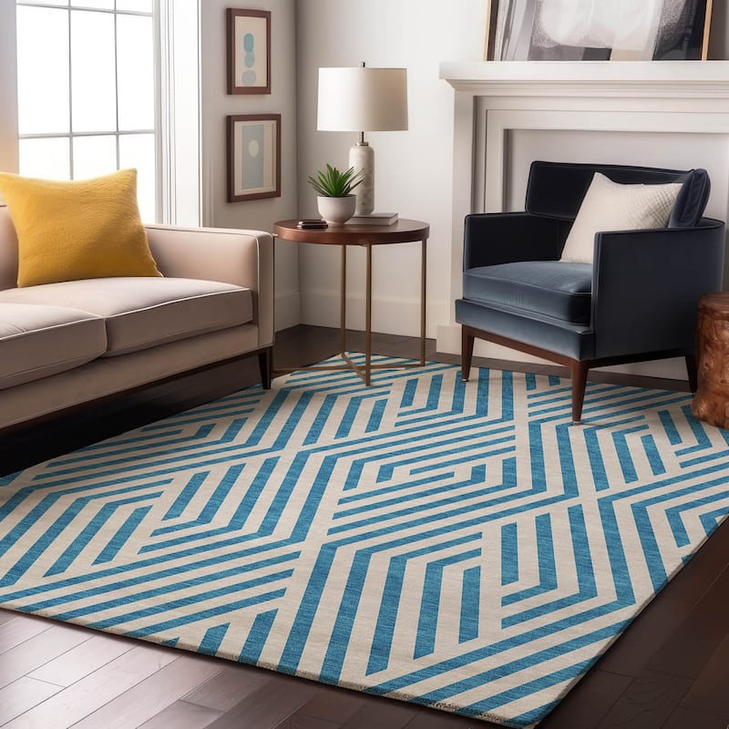 Premium Washable Super Soft Contemporary Geo Mayfield Rug - Teal - 8' x 10' - Rectangle