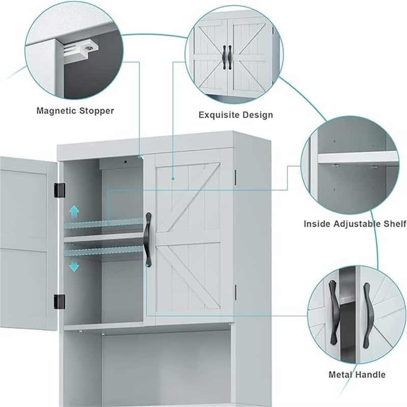 Over The Toilet Storage Cabinet - 23"D x 9"W x 67"H