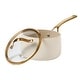preview thumbnail 2 of 7, Bloomhouse 3 Quart Heavy Duty Aluminum Premium PFA Free Ceramic Nonstick Saucepan with Lid - Linen White with Gold Handle