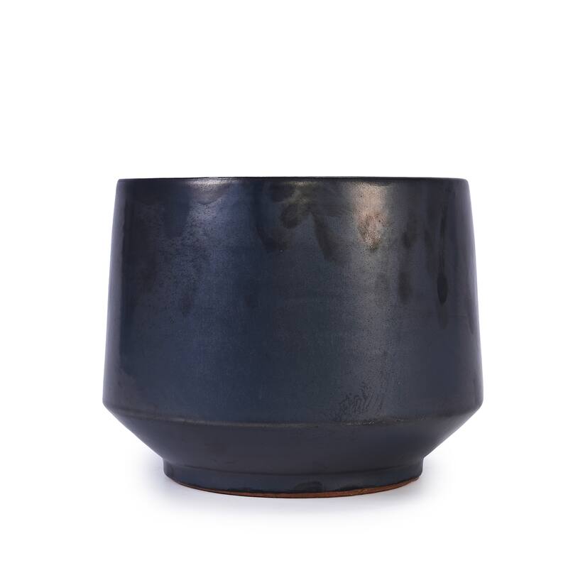 Handmade Glazed Ceramic Planter Set of 3, 15/11/9 Inch Diameter, Textured Finish for Orchids & Begonias, Indoor/Outdoor Use