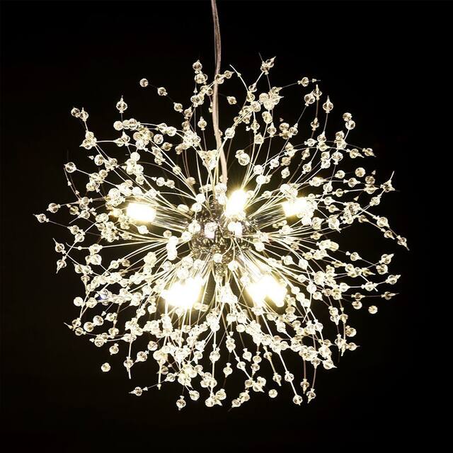 8-Light Dandelion Crystal Chandelier Firework Pendant Ceiling Light - 15.7" Dia