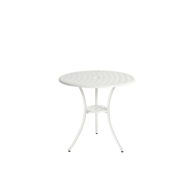 Outdoor 3-Piece Bistro Table and Chairs Set with Umbrella Hole, Patio Aluminum Chairs Set with Cushion & Round Table