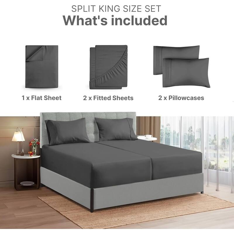 CGK Linens 4 Piece Solid Microfiber Extra Deep Pocket Bed Sheet Set