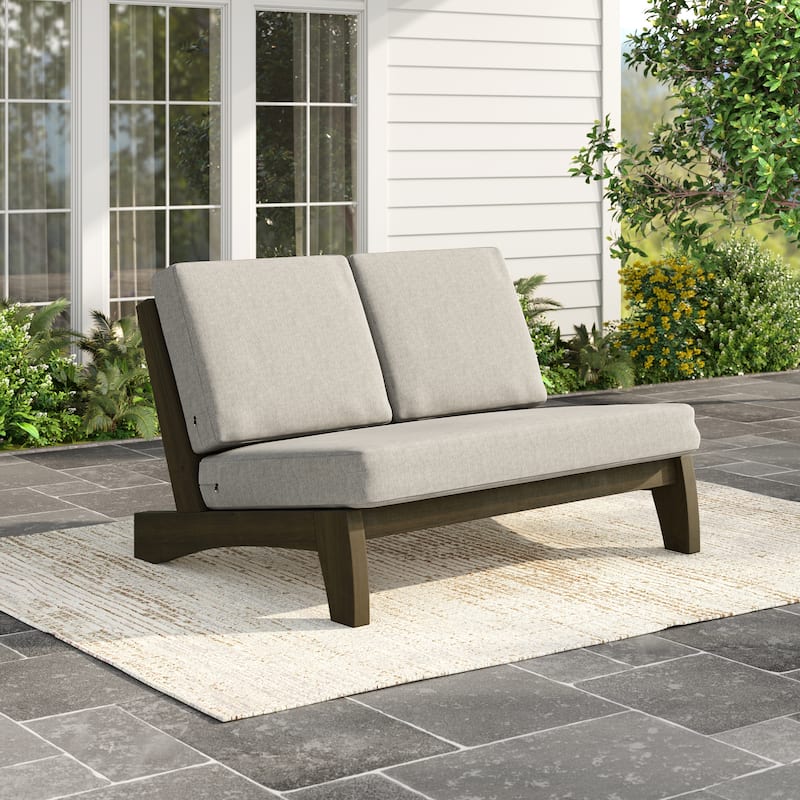 Outdoor Teak Wood Patio Loveseat with Cushions