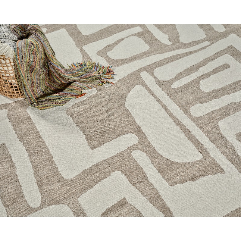 Exquisite Rugs Carmel Handmade Hand-tufted New Zealand Wool on Canvas Camel/Ivory Area Rug