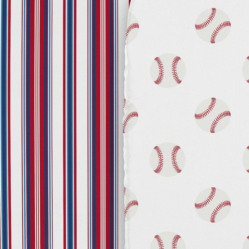 Sweet Jojo Designs Baseball Sport Boy 2 Pack Baby Bassinet Fitted Sheets Red White and Blue Stripes Striped Americana Sports