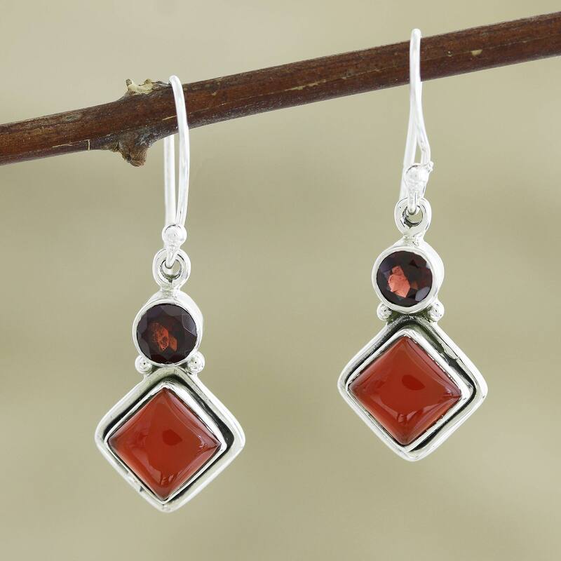 NOVICA Soaring Kite, Garnet and carnelian dangle earrings
