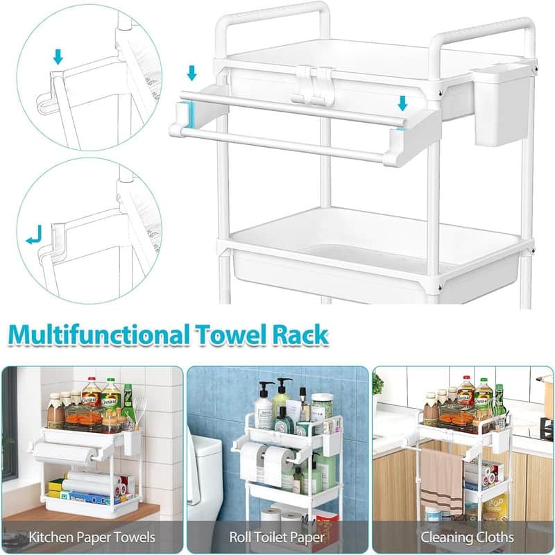 4-Tier Bathroom Organizer - 10.6"D x 15"W x 38.6"H
