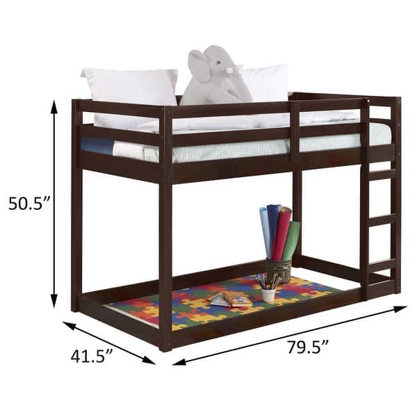 Kid Bed Frame Twin Loft Bed with Built-in Ladder and Safety Guardrail
