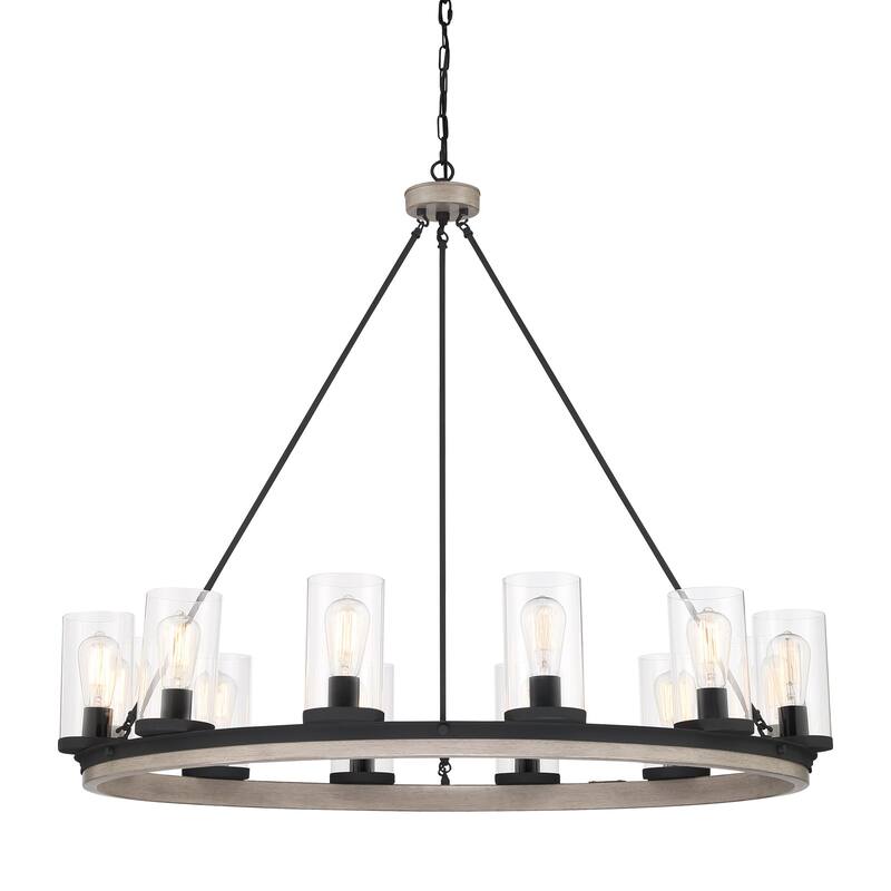 Allegray 12-light Farmhouse Faux Wood Wagon Wheel Chandelier with UL Certified - 42 inches