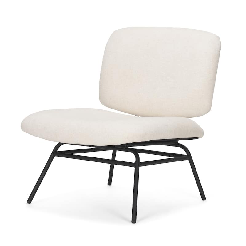 Nora Charcoal Fabric w/ Matte Black Metal Legs Accent Chair - 30.8L x 25.4W x 31.9H - Cream