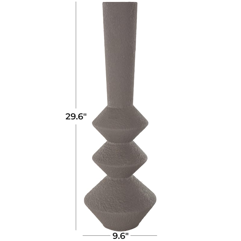 Metal Art Deco Fluted Decorative Vase - Dark Gray - Roche River Decor