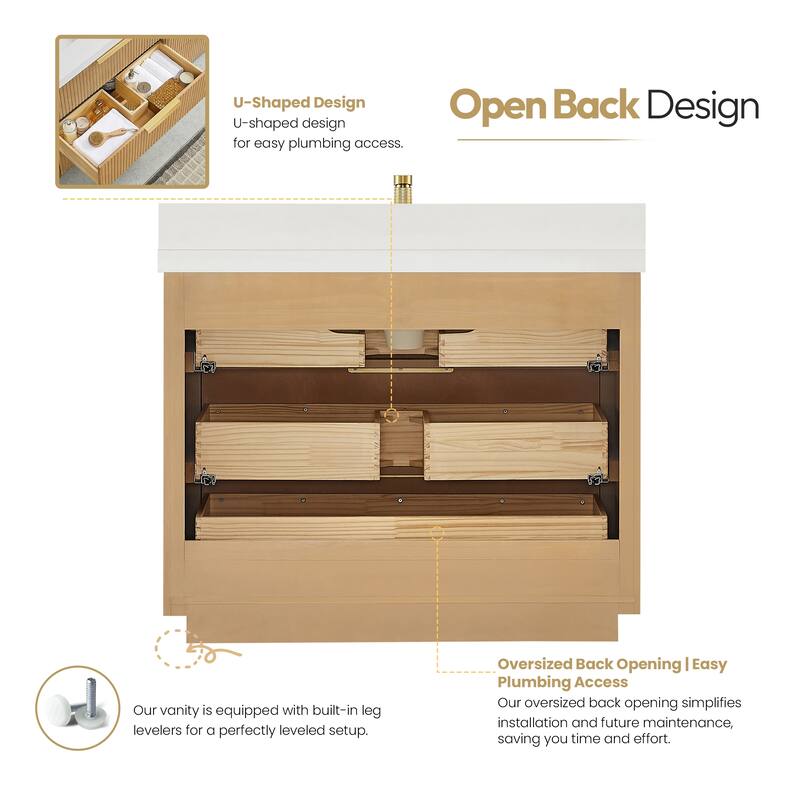 Santarem Single Vanity with Pure White Quartz Stone Top without Mirror