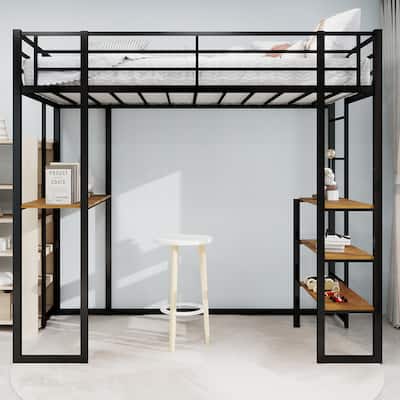 Iron Frame Bed with Table and Stairs