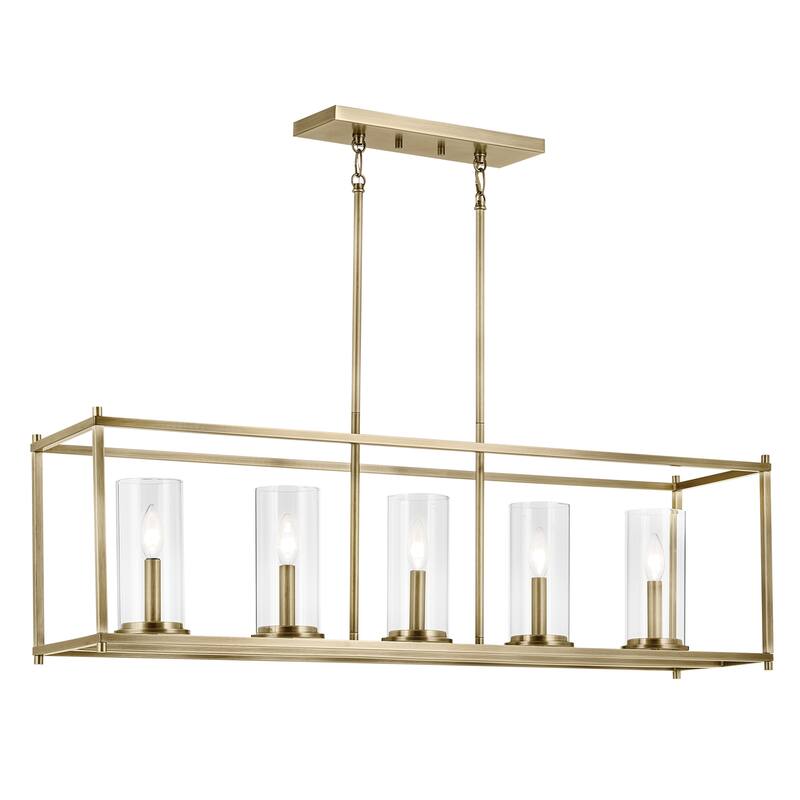 Kichler Lighting Crosby 41.5 in. 5-Light Natural Brass Linear Chandelier