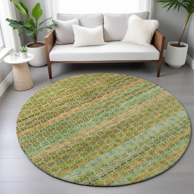 Machine Washable Indoor/Outdoor Transitional Striped Chantille Rug